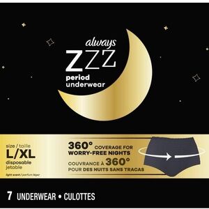 Always ZZZ Disposable Period Underwear Size L/XL - 2 Packs of 7 Count